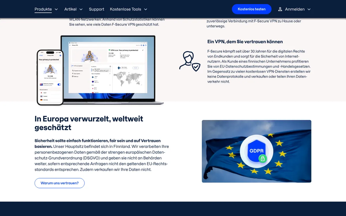 Preisseite von F-Secure VPN – im Vergleich: bester VPN für die Schweiz