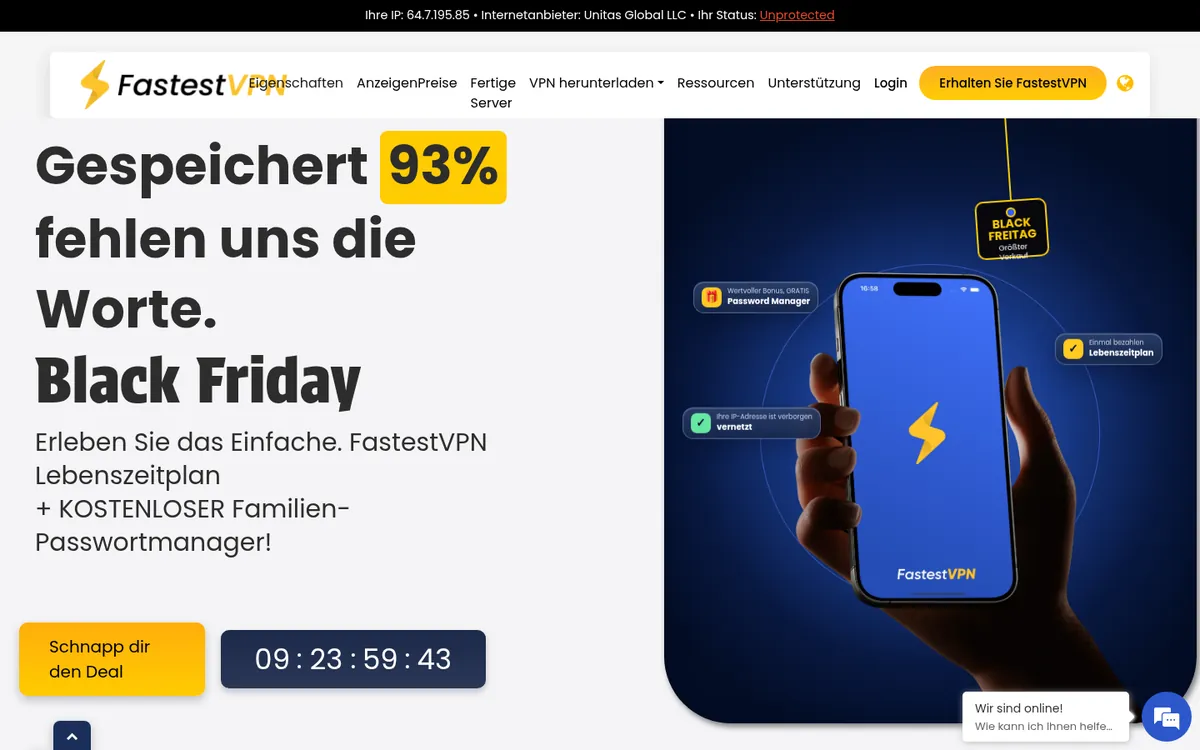 Startseite von FastestVPN am Computer – im Vergleich: bester VPN für die Schweiz