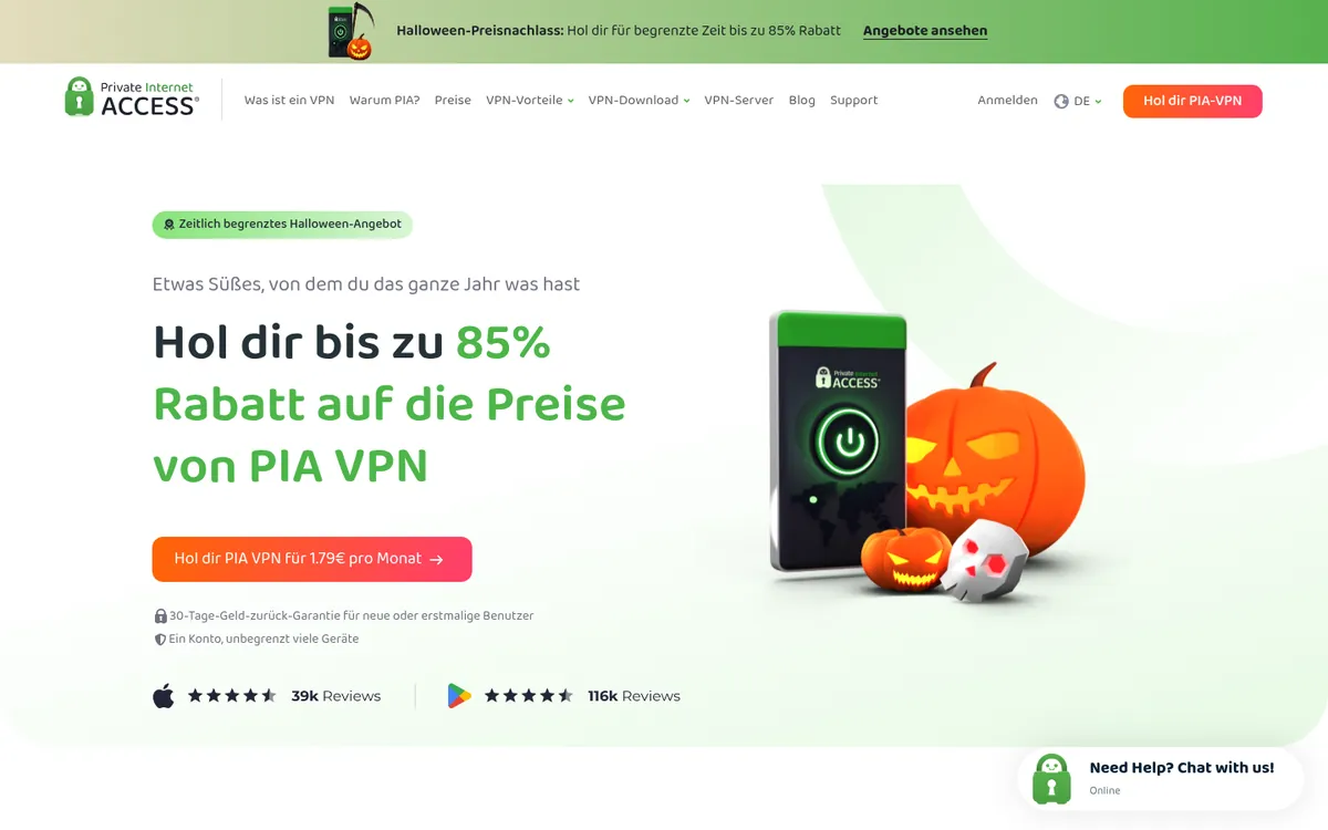 Startseite von Private Internet Access am Computer – im Vergleich: bester VPN für die Schweiz