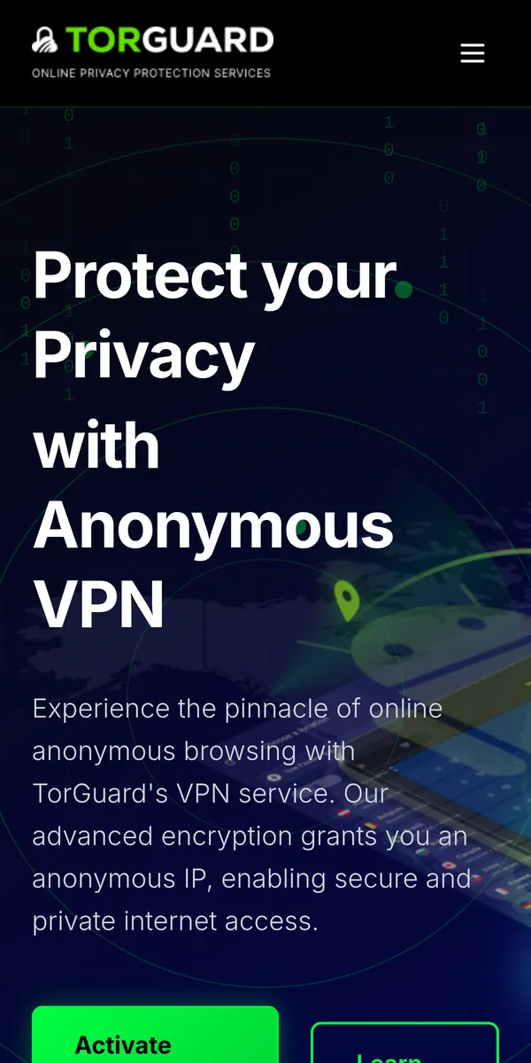 Startseite von TorGuard auf dem Smartphone – im Vergleich: bester VPN für die Schweiz