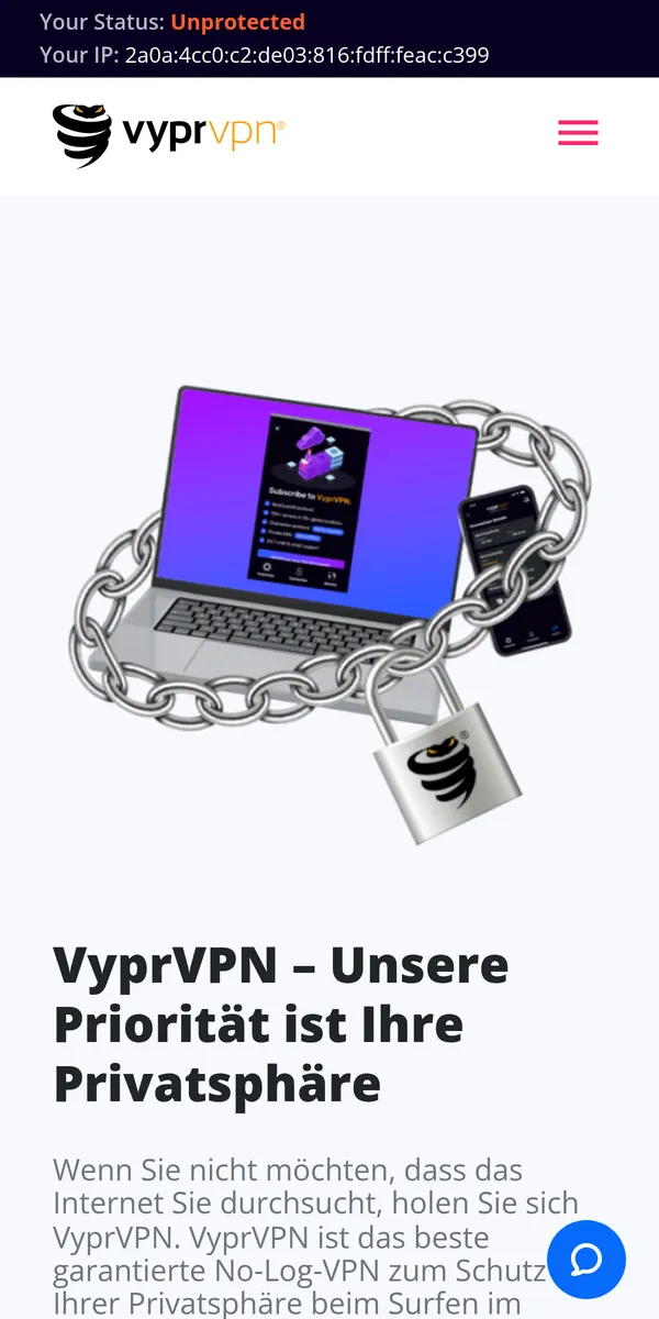 Startseite von VyprVPN auf dem Smartphone – im Vergleich: bester VPN für die Schweiz